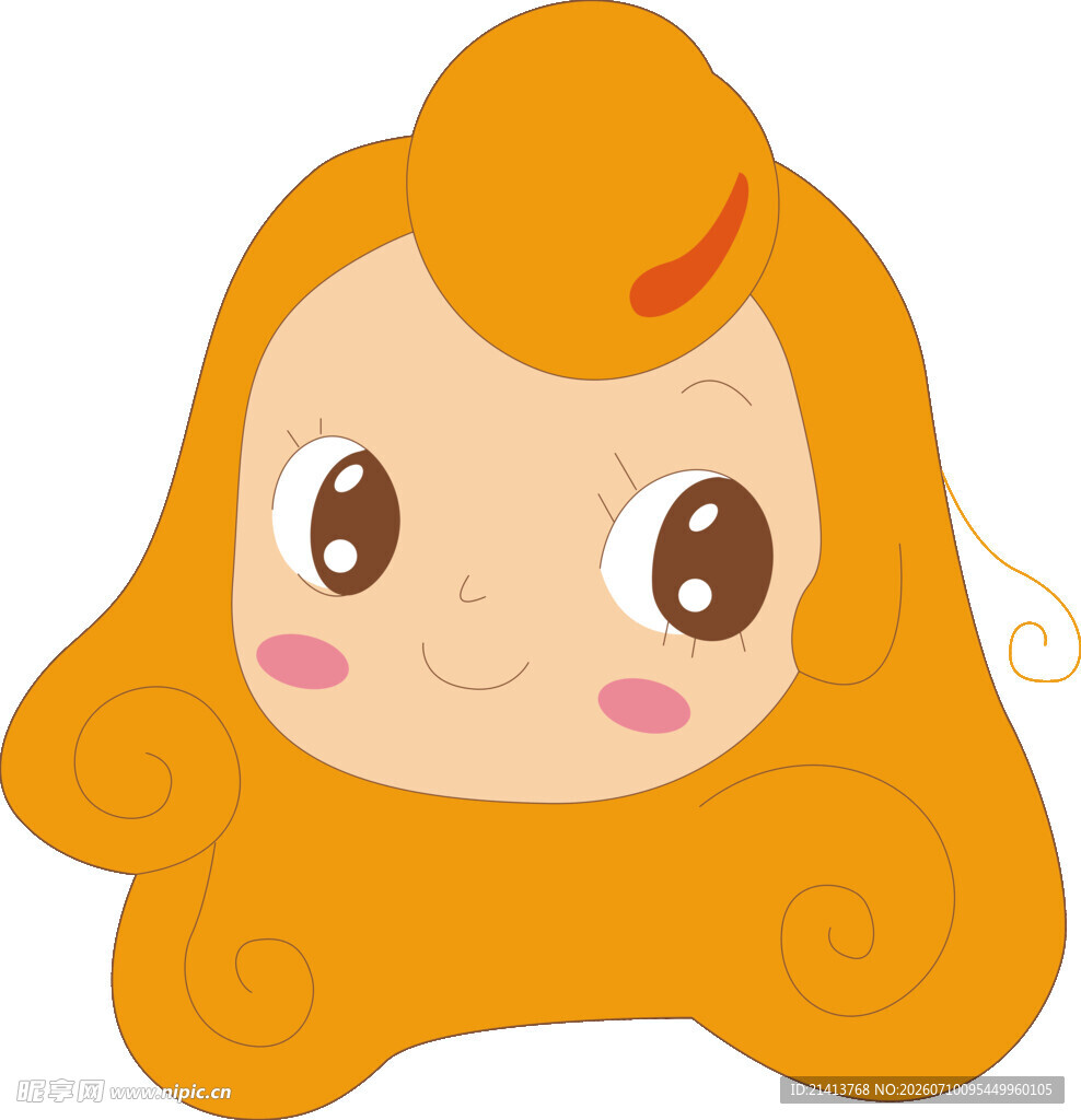 可爱卷发卡通小女孩形象