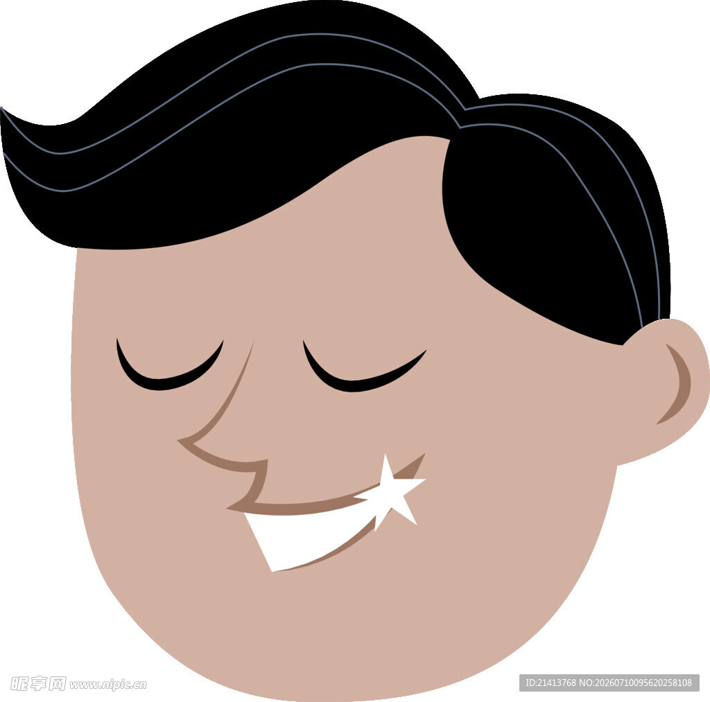闭眼微笑的卡通男子头像