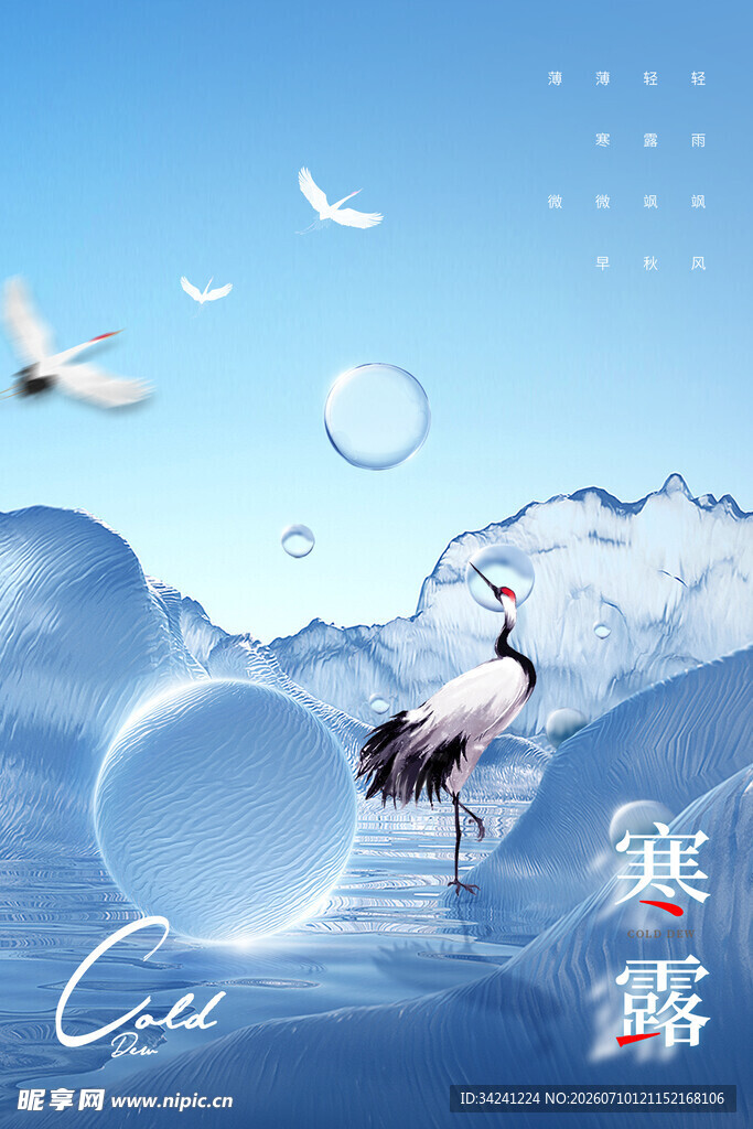 寒露时节仙鹤飞翔图景