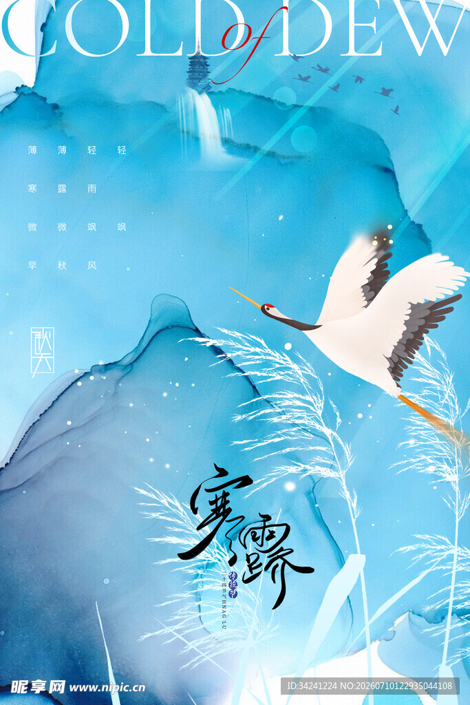 寒露时节仙鹤飞舞图景