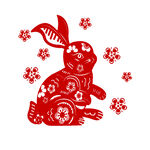 红色剪纸风吉祥兔子图案