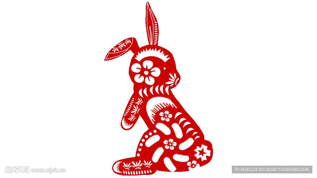 剪纸兔子造型艺术作品