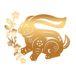 金色剪纸风吉祥兔子图案