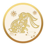 金色剪纸风祥瑞玉兔图案