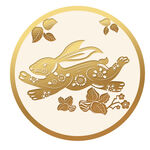 金色玉兔瑞纹圆形图案