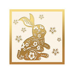 金色剪纸风可爱兔子图案