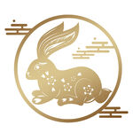 金色玉兔中式传统图案