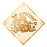 金色剪纸风吉祥玉兔图案