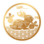 金色玉兔祥瑞图案