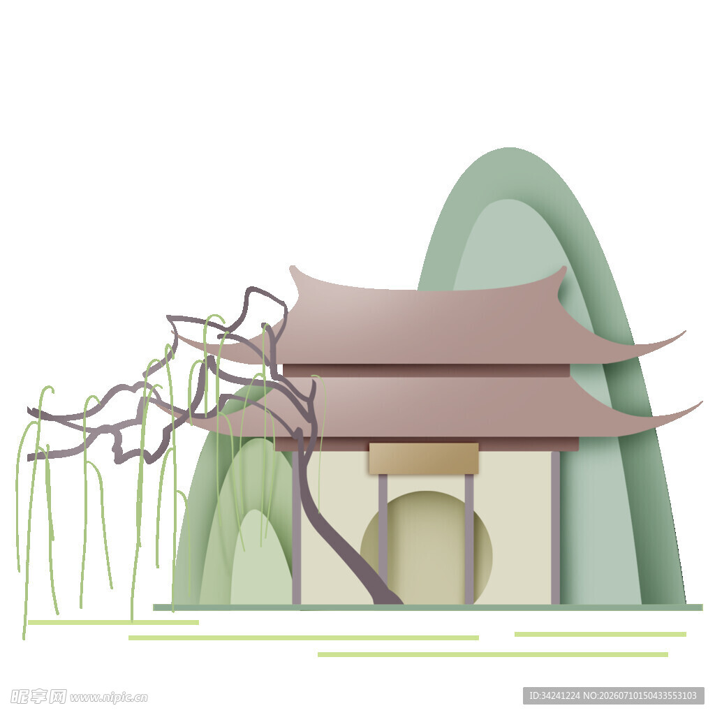 中式庭院景观建筑图