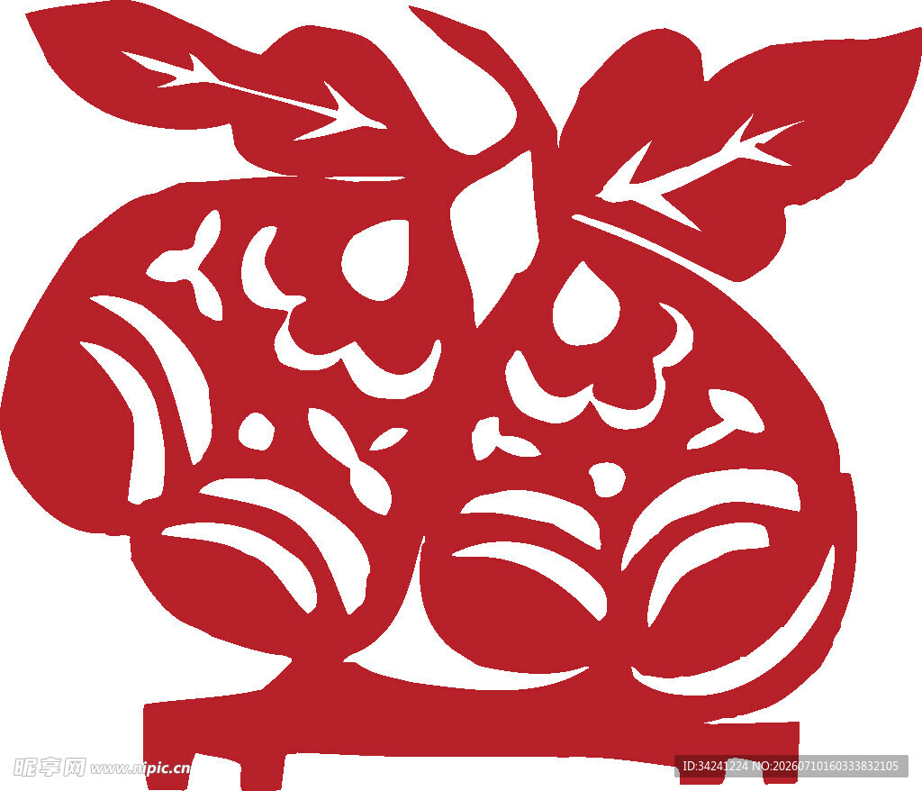 双梨剪纸图案