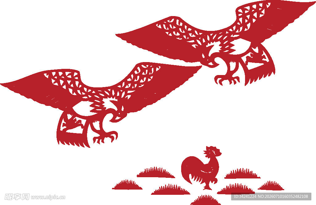 双鸟剪纸图案