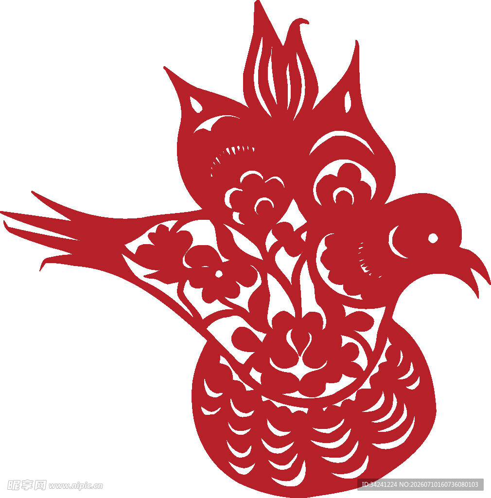 传统剪纸凤凰图案