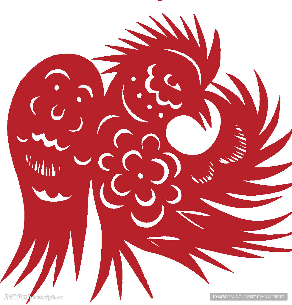 凤凰剪纸艺术图案