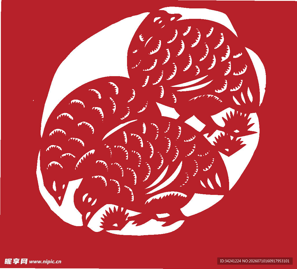 双鸡剪纸图案