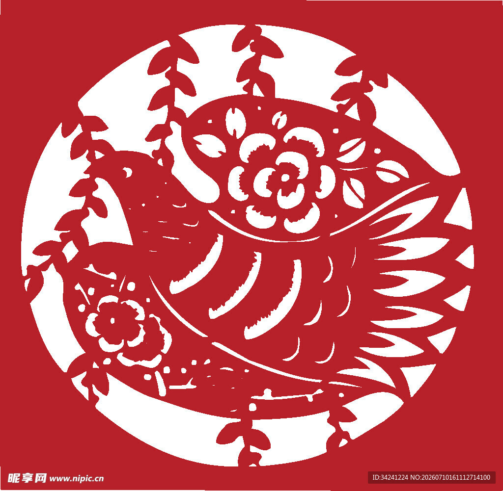 传统剪纸凤凰图案