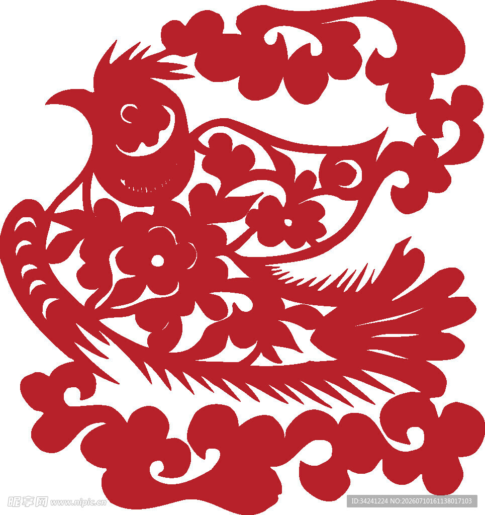 凤凰剪纸图案
