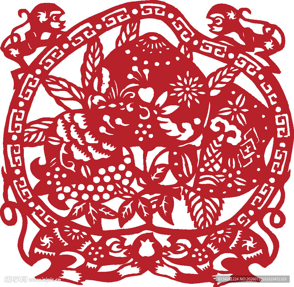 传统剪纸喜庆吉祥花鸟图