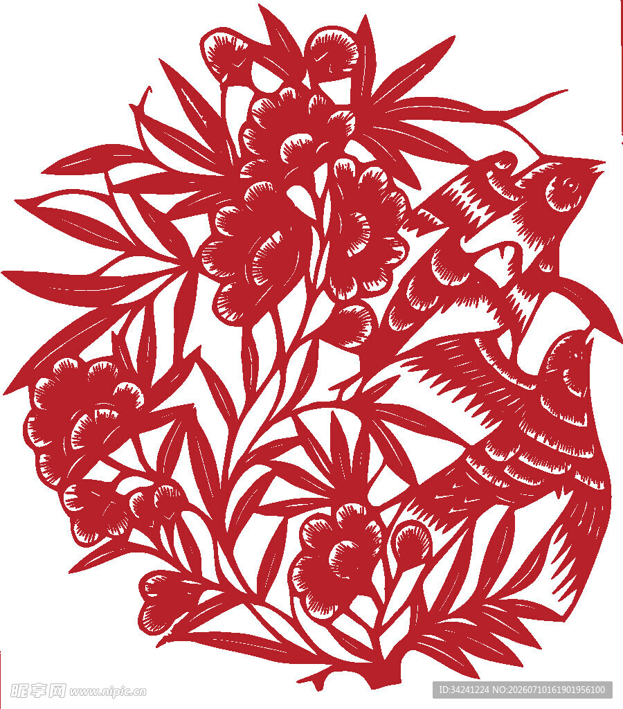 花鸟剪纸艺术作品