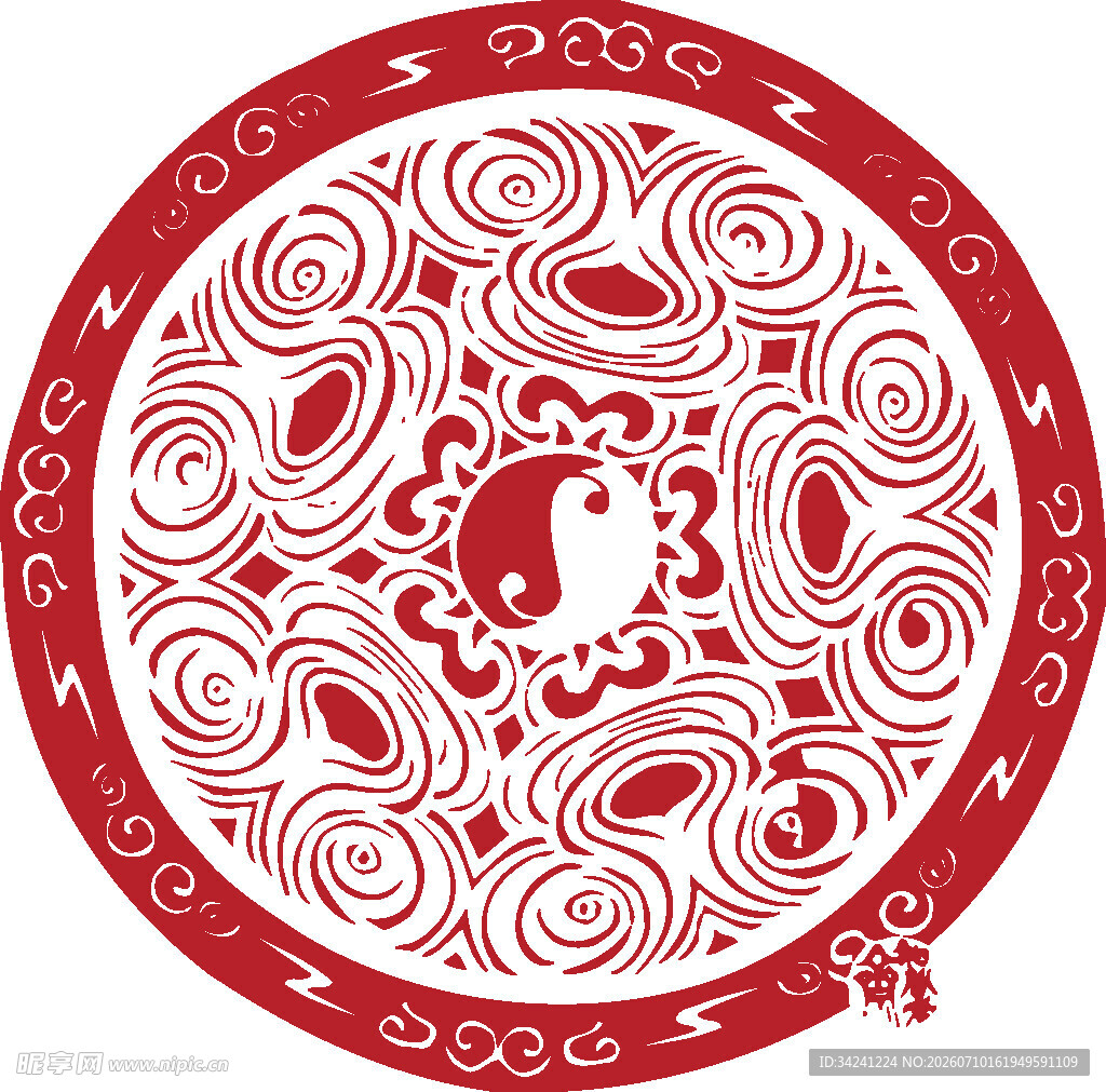 传统中式圆形花纹图案