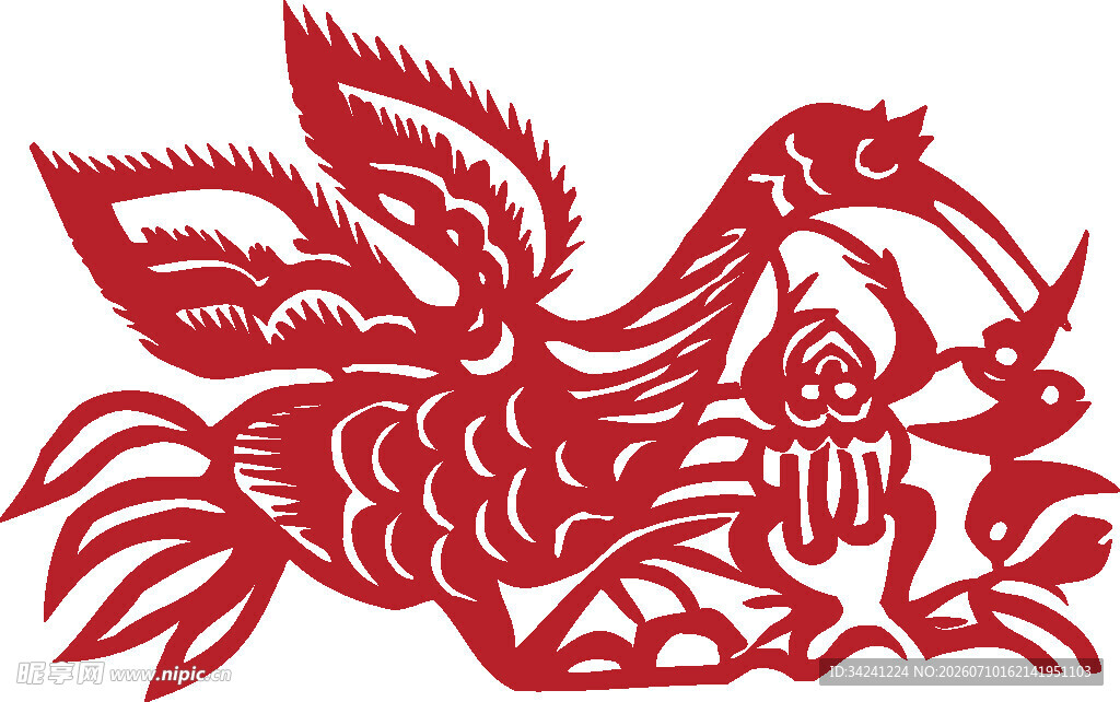 传统剪纸凤凰图案