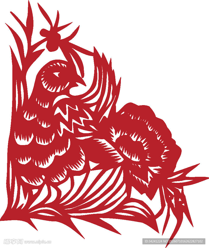 剪纸花鸟图