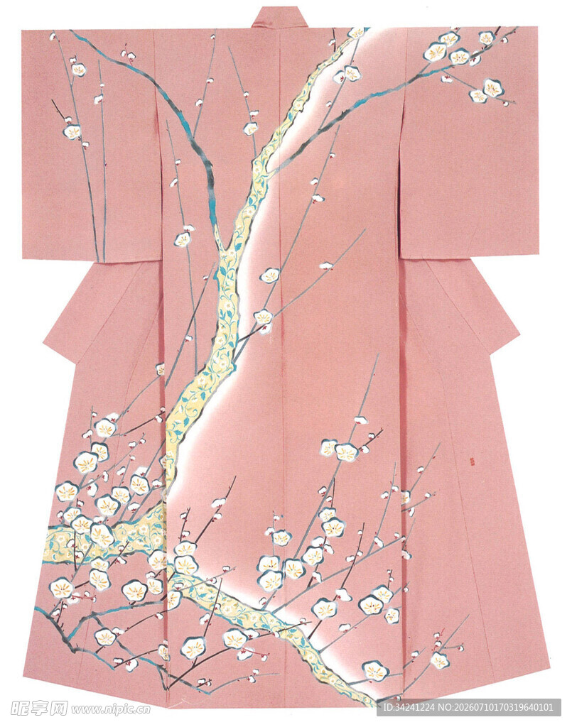 粉色樱花图案和服