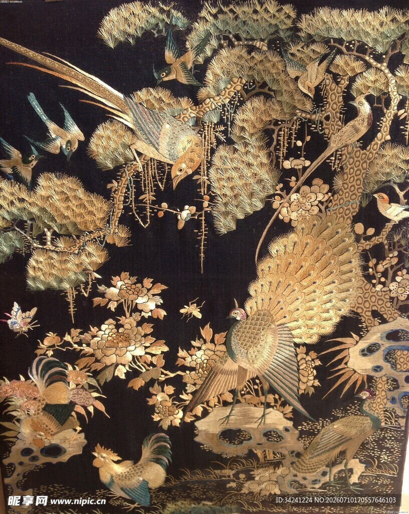 传统刺绣花鸟图案