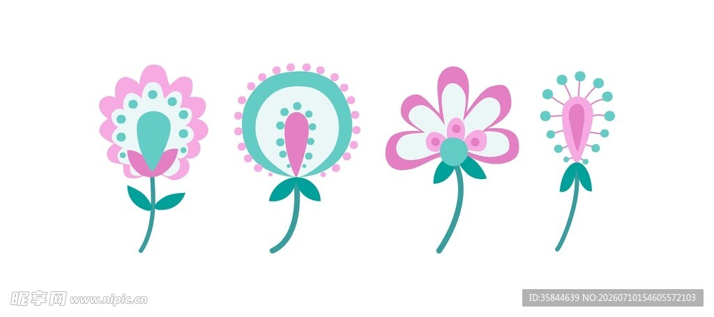 粉绿花卉素材