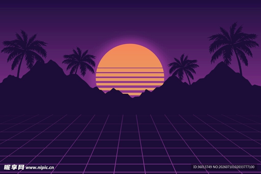 复古落日背景