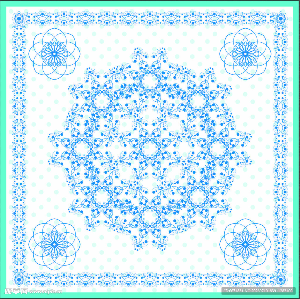 蓝色雪花花纹精美图案
