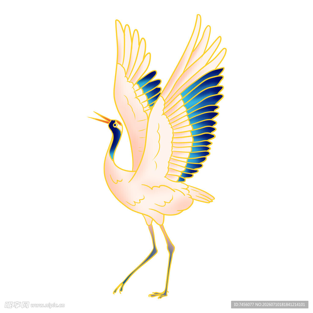 展翅仙鹤插画