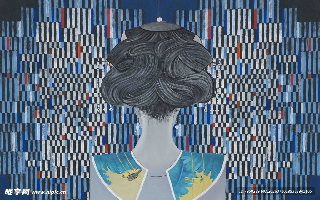抽象女性背影艺术画作