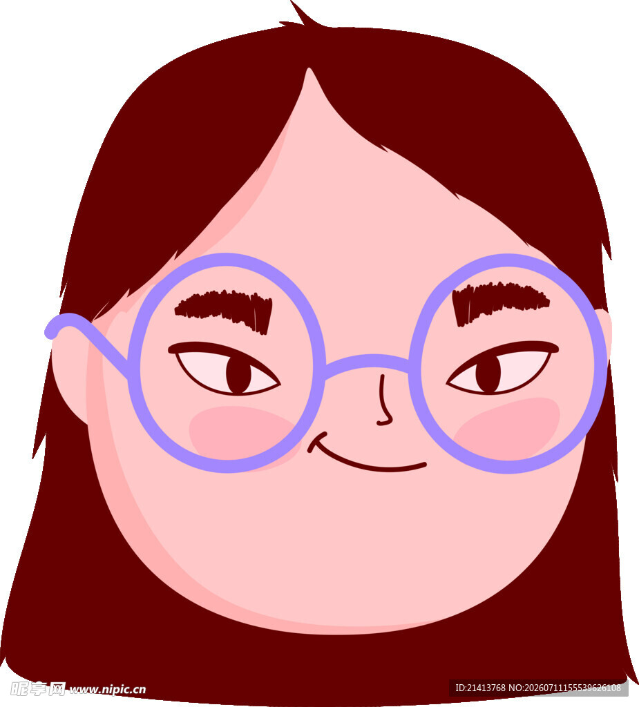 戴眼镜的俏皮卡通女孩