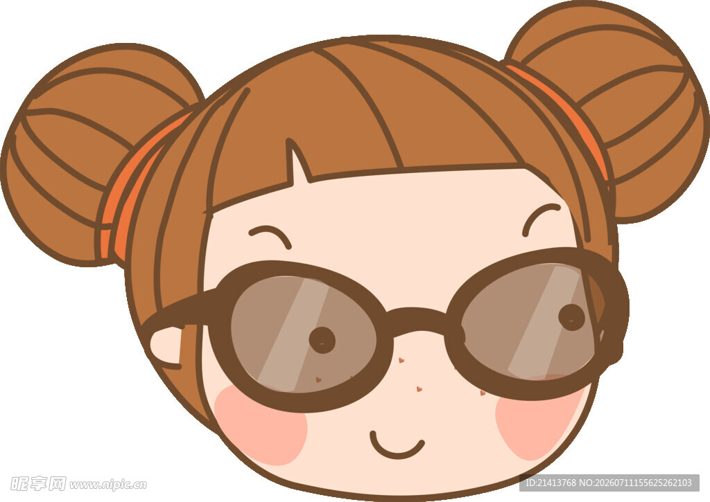 戴眼镜的双马尾卡通女孩