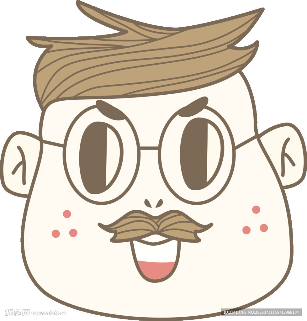戴眼镜留胡子的卡通头像
