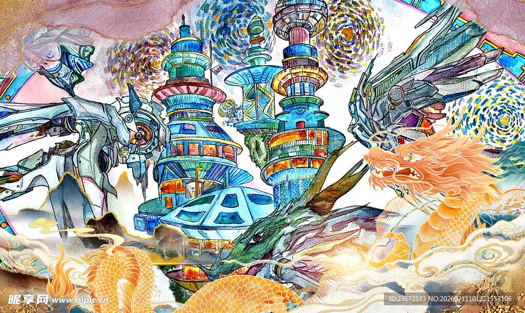 奇幻多彩的科幻场景画面