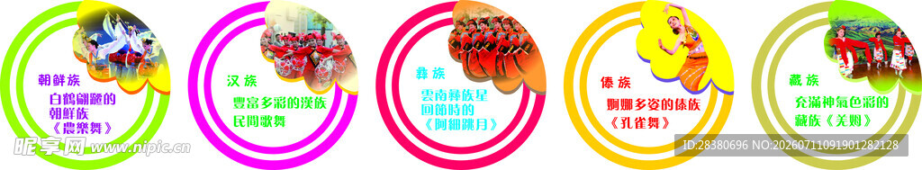 多彩圆形卡通图案设计素材