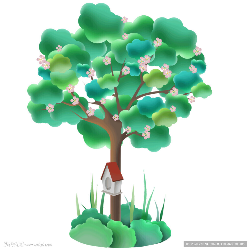 卡通绿植小树