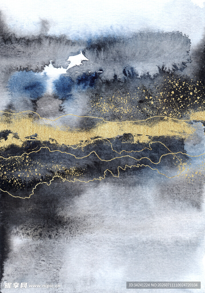 抽象水墨风景画作