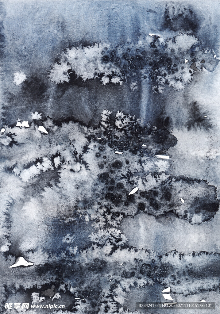 水墨风格抽象雪景画面