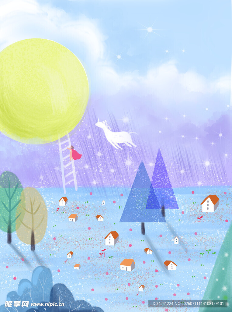 雪地森林中的动物欢乐场景