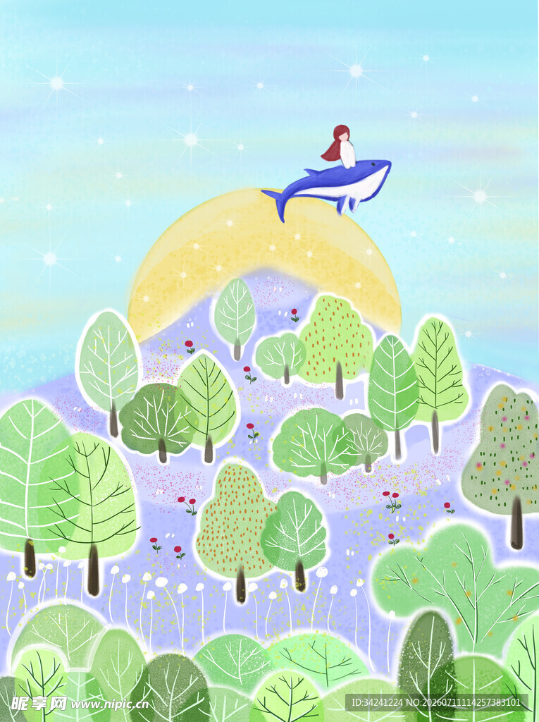 梦幻月夜下的空中遨游