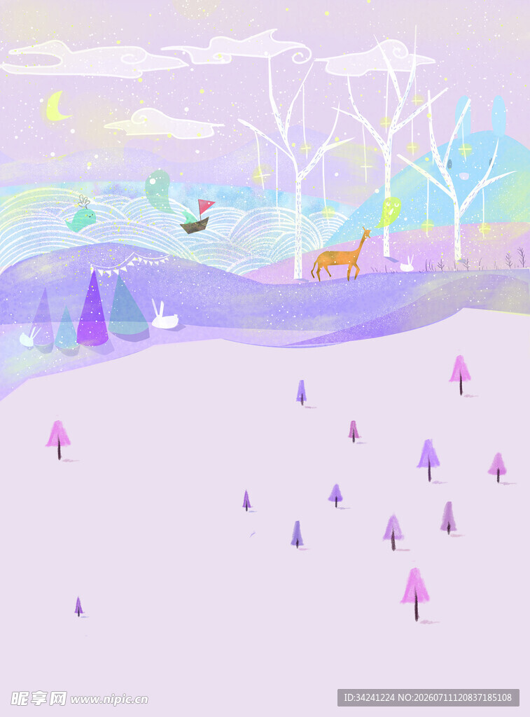 梦幻雪地中的多彩景象