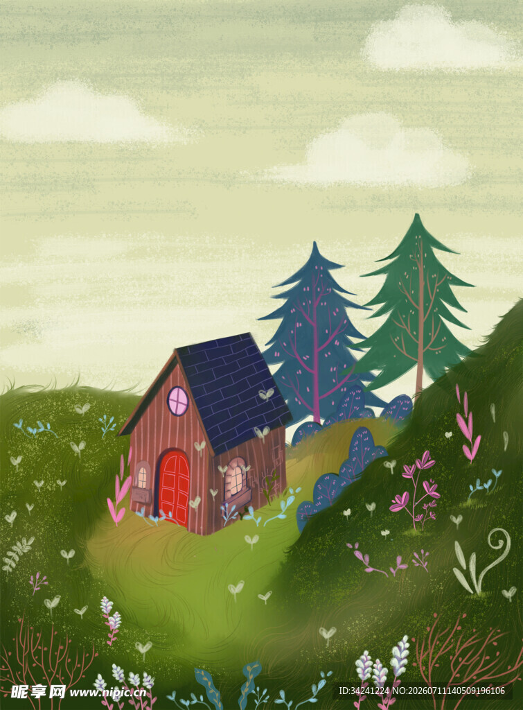 田园小屋的自然景致