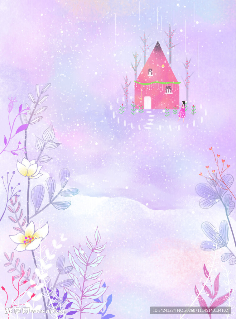 梦幻仙境中的粉色小屋
