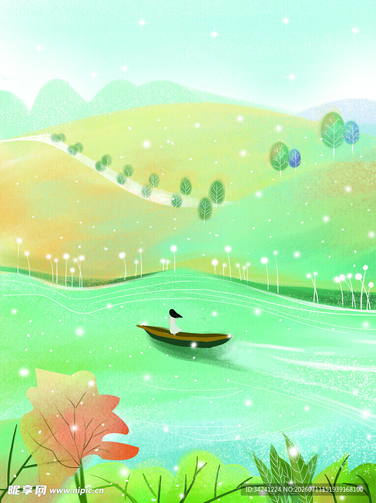 春日河畔小船悠然行