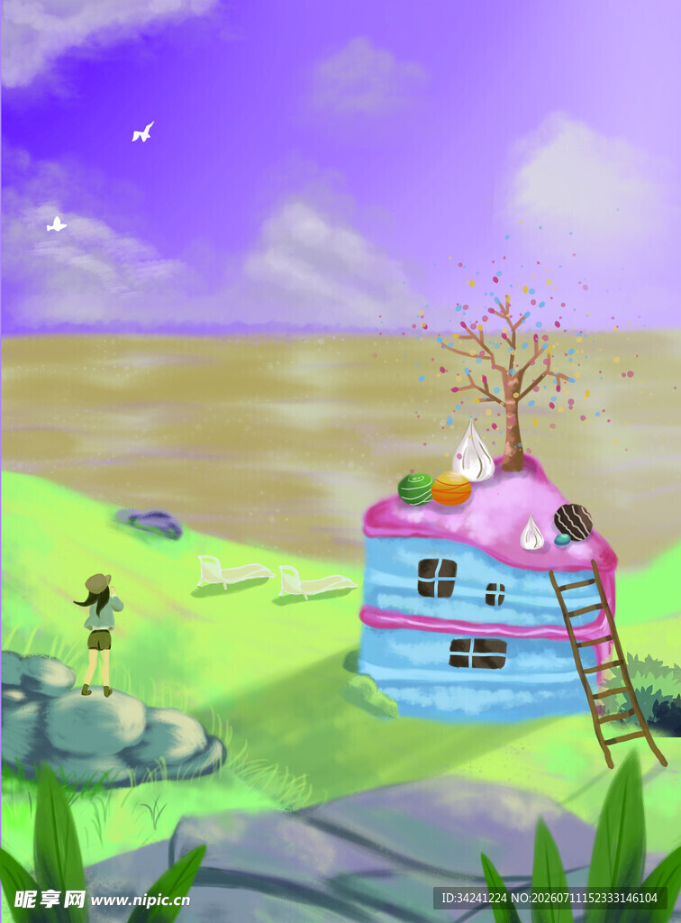 梦幻田园小屋风景图