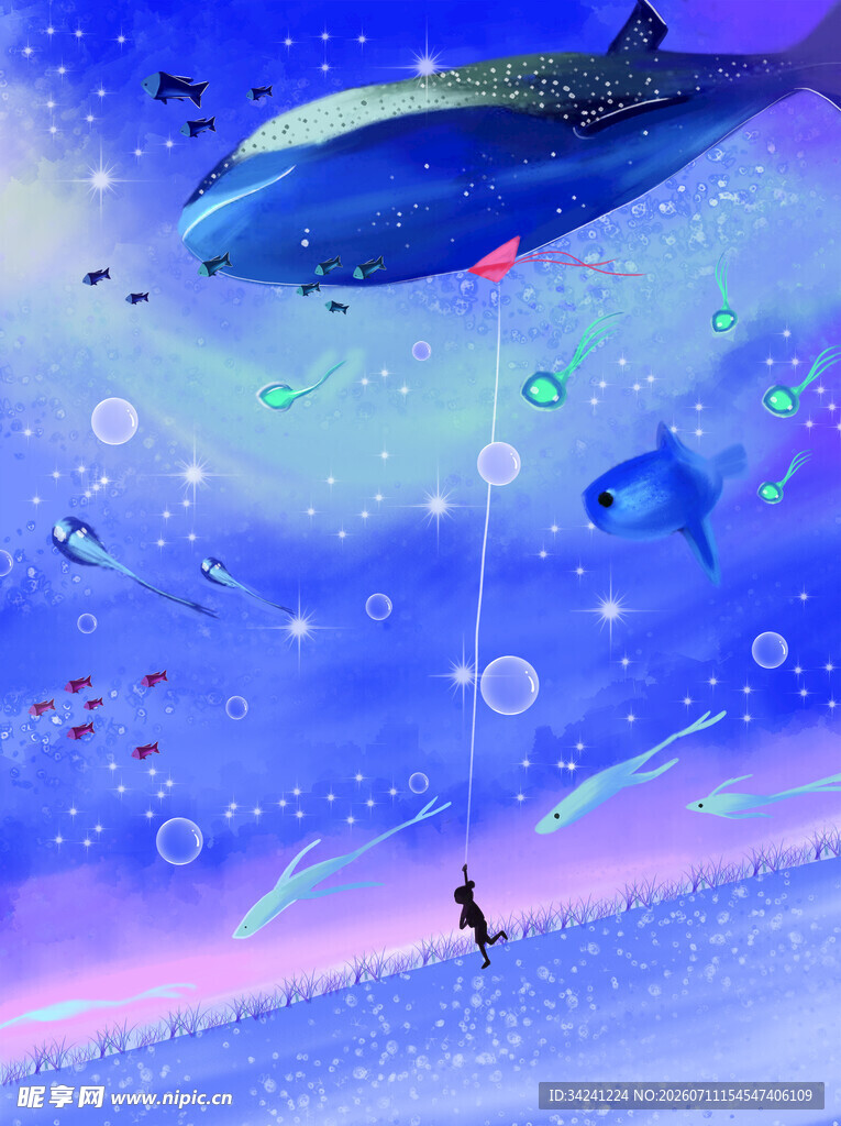 梦幻星空下的奇幻场景