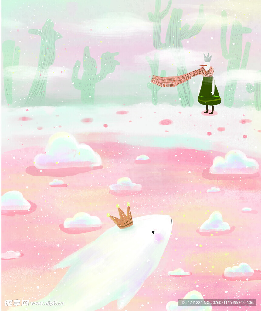 梦幻雪地中的戴冠小白兽